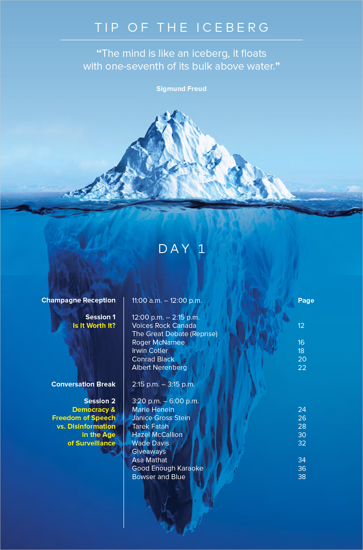 ideacity 20 - conference book - Day 1 schedule