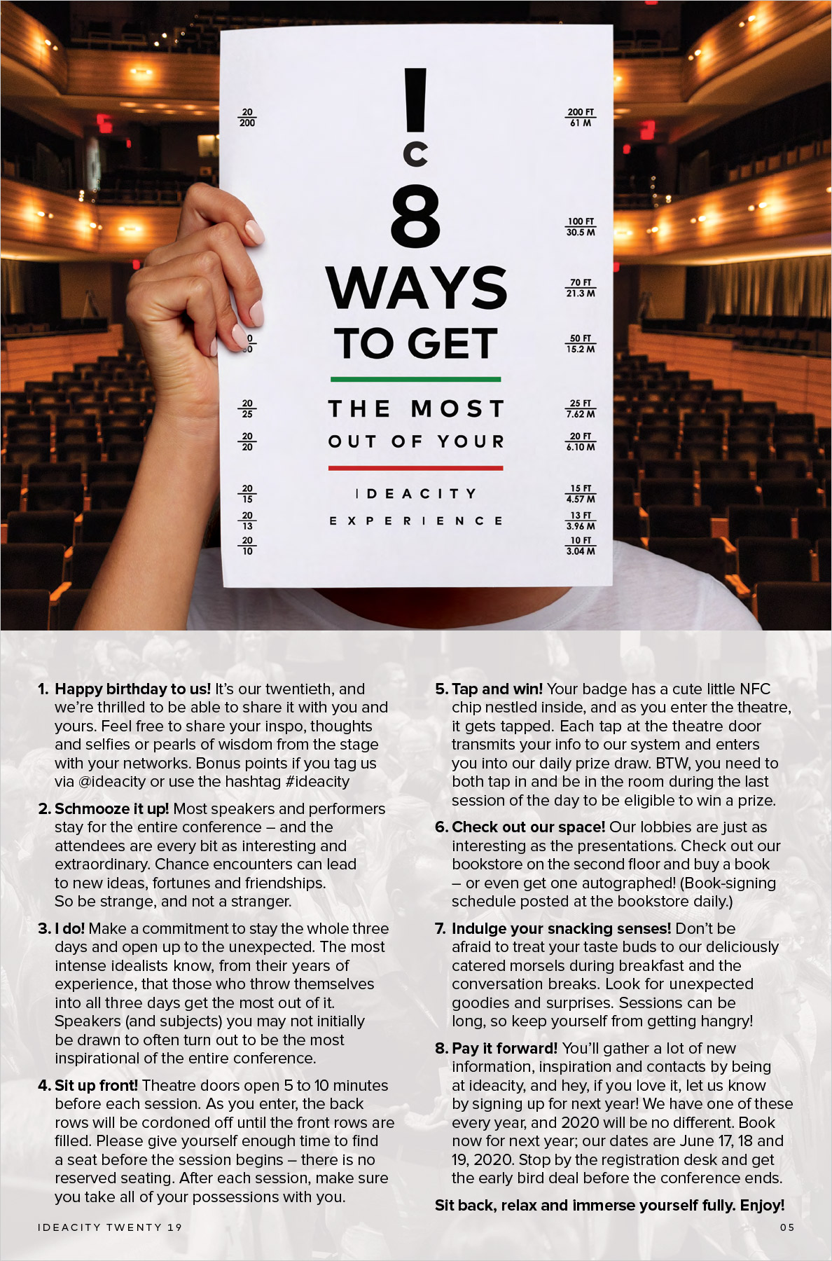 ideacity 20 - conference book - attendee guide spread