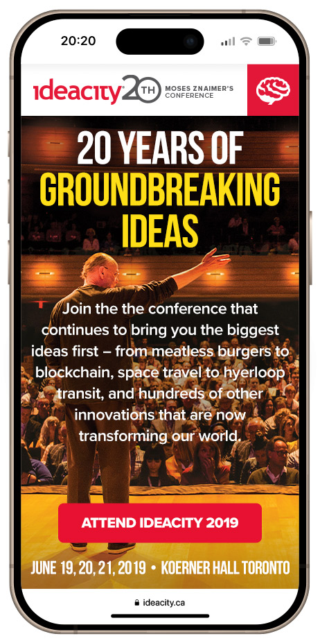 ideacity 20 - home page (mobile viewport)