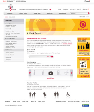 CATSA Pack Smart Landing Page